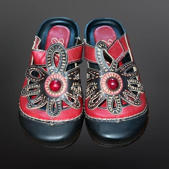 Corkys Women's Elite Coastal Hand Painted Leather Bump Toe Sandals Size 7 US 37 - Picture 2 of 6